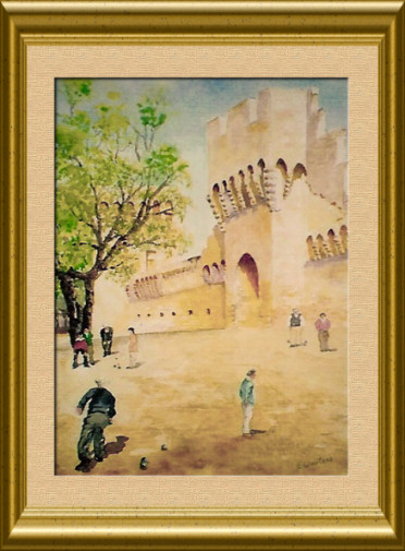 Aquarelle 2007 - Boules en Avignon (Emile Wouters)