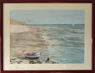 Aquarelle - "La plage" (Emile Wouters)