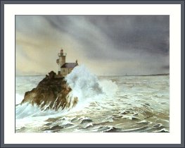 Aquarelle - Bretagne "A l'ASSAUT" (Emile Wouters)