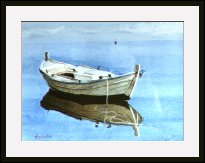 Aquarelle - Barque sur Mer d'huile (Emile Wouters)