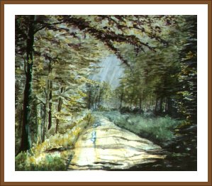 Aquarelle - Ardennes Belges - Chemin en fort (Emile Wouters)